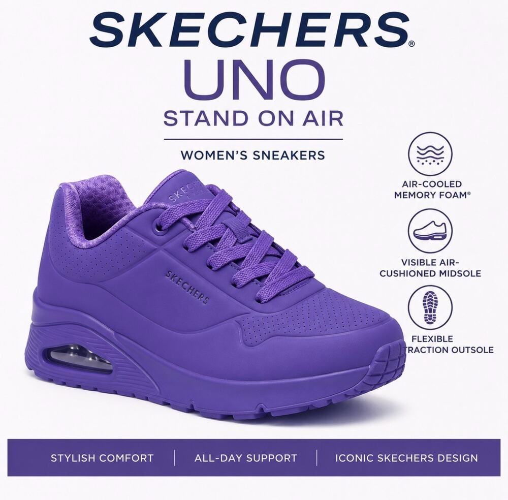 Skechers Uno Stand On Air Purple Memory Foam Women's Shoes Size 6.5